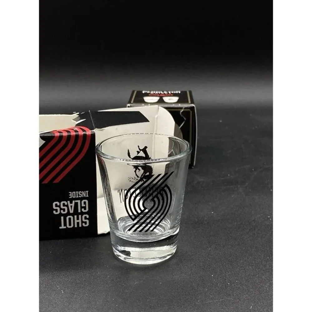 Pendleton Whisky Shot Glass Portland Trail Blazers New Boxed Bottle Topper LOT 2
